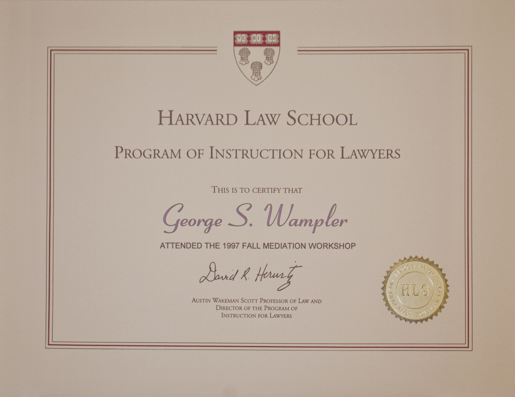 Harvard Mediation Certificate